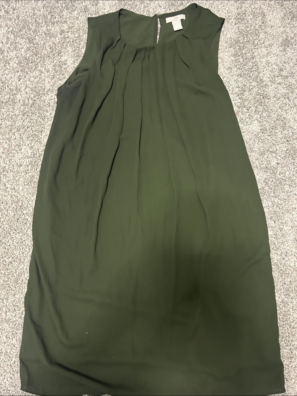 H&M Olive Green Sleeveless Pleated Shift Dress